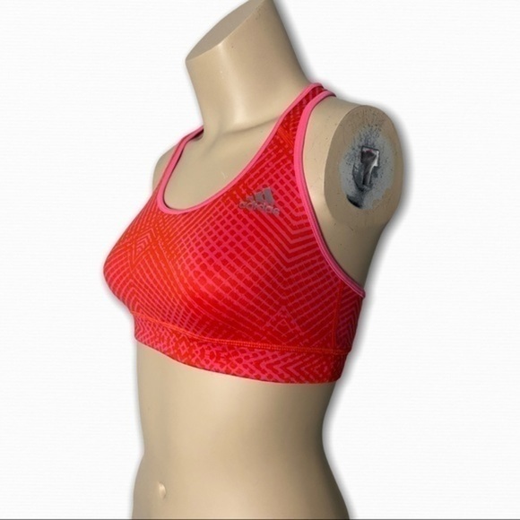 Adidas Techfit Red & Pink Patterned Sports Bra Medium Compression Size Small - Picture 2 of 6